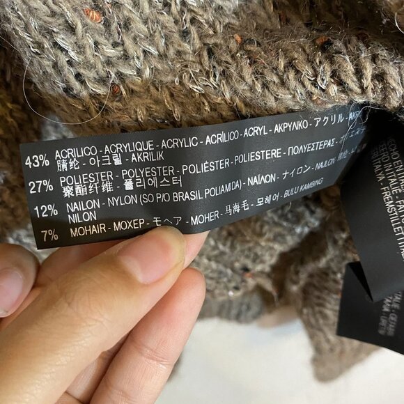 Zara Brown Sequined V-Neck High-Low Sweater - Picture 8 of 9